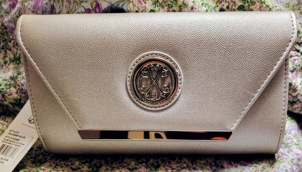 CXL By Christian Lacroix Silver Clutch With Detachable Chain NWT $78